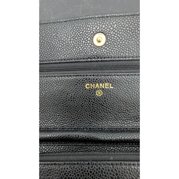 Chanel Wallet on Chain Quilted Caviar Black Authentic 7 X 5 X 2" Crossbody - Picture 3 of 16